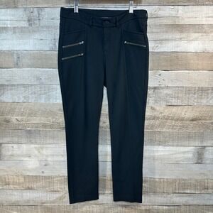 Athleta Womens Black Moto Ponte Pants Decorative Zipper Stretch Size 10